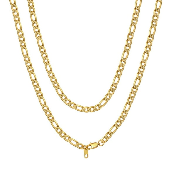 PROSTEEL Figaro Chain Necklace 6mm 18 Inches 14K Gold Plated Birthday Valentines Day Jewelry Gift for Men Women Adults Age