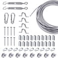 thumbnail image 1 of Kit Para Colgar Luces De Cuerda De Alambre De Acero Inoxidable, Barandilla De Cable, Kit Para Colgar Cuadros Y Aviones, Incluye Tensor Y Ganchos De Cable Recubierto De Vinilo Transparente De 165 Pies, 1 of 5