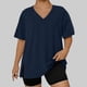 thumbnail image 2 of Mujeres Más Tamaño Manga Larga Tops Color Sólido Doblado Hendidura V Cuello Suéter, Mujeres Más Tamaño Manga Larga Tops Casual de Moda Toda la Temporada Diario, 2 of 6