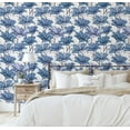 thumbnail image 3 of S4Sassy Removable Nature-inspired Waterproof Wall Wrap, Textured Finish Wallcover, Abstract Lily Mosaic Contact Paper for Walls, Cabinets, Dresser, Self Adhesive Vinyl Wallpaper Roll- Blue (25"x60"), 3 of 8