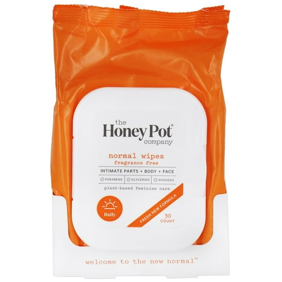 The Honey Pot Company - Lingettes Normales pour Parties Intimes + Corps + Visage - 30 Lingette(S)