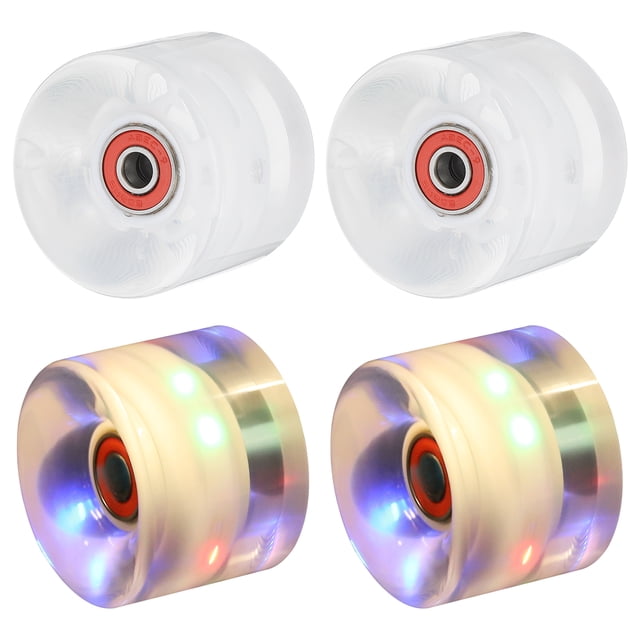Uxcell Roues de Planche à Roulettes Lumineuses 45x60mm 78A PU, Roues de Patin à Roulettes, Blanc 4 Pcs