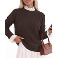 thumbnail image 3 of PRETTYGARDEN Women's Cable Knit Sweaters Long Sleeve Pullover Fall Outfits Soft Cozy Knit Tops, Ribbed Crewneck Regular Fit, Basic Daily, Work Business Casual, Teacher Outfits, Winter Layer Clothing, 3 of 9