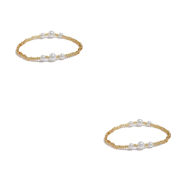 Sonducket Pulseras de tobillo con cuentas de arroz Cadenas de tobillo Tobilleras delicadas y elegantes para niñas 25 veinticinco 2piezas Sonducket CBP200707