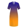thumbnail image 3 of ELFINDEA Dresses for Women 2024 Plus Size Dresses V Neck Short Sleeve Knee Pocket Casual Orange 3X, 3 of 3