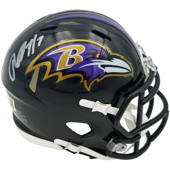 Rashod Bateman Autographed Baltimore Ravens Black Speed Mini Helmet Beckett BAS Witness 238352