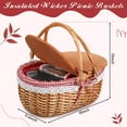 thumbnail image 2 of Wicker Insulated Picnic Basket with Lid Wicker Picnic Basket with Folding Handles and Insulated Cooler Bag for Camping Outdoor Easter Valentine Birthday Gift(Red Plaid), 2 of 12
