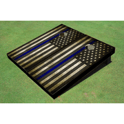Custom Black And White American Flag With Blue Stripe Themed Cornhole Board set