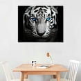 thumbnail image 2 of Orinice  Tiger Pictures Wall Decor Black and White Animal Canvas Wall Art Blue Eyes Tiger Painting Print Wildlife Poster Decor Frame (20x16in) 20x16in, 2 of 3