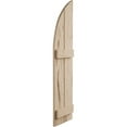 thumbnail image 3 of Ekena Millwork 11"W x 52"H (41" Low Side) Timberthane Hand Hewn Two Board Joined Board-n-Batten w/Quarter Round Arch Top Faux Wood Shutters (Per Pair), Primed Tan, 3 of 6