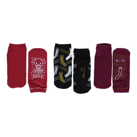 Harry Potter Dobby is Free Juniors/Womens Ankle Cut Socks 3-Pack, Shoe Size 4-10