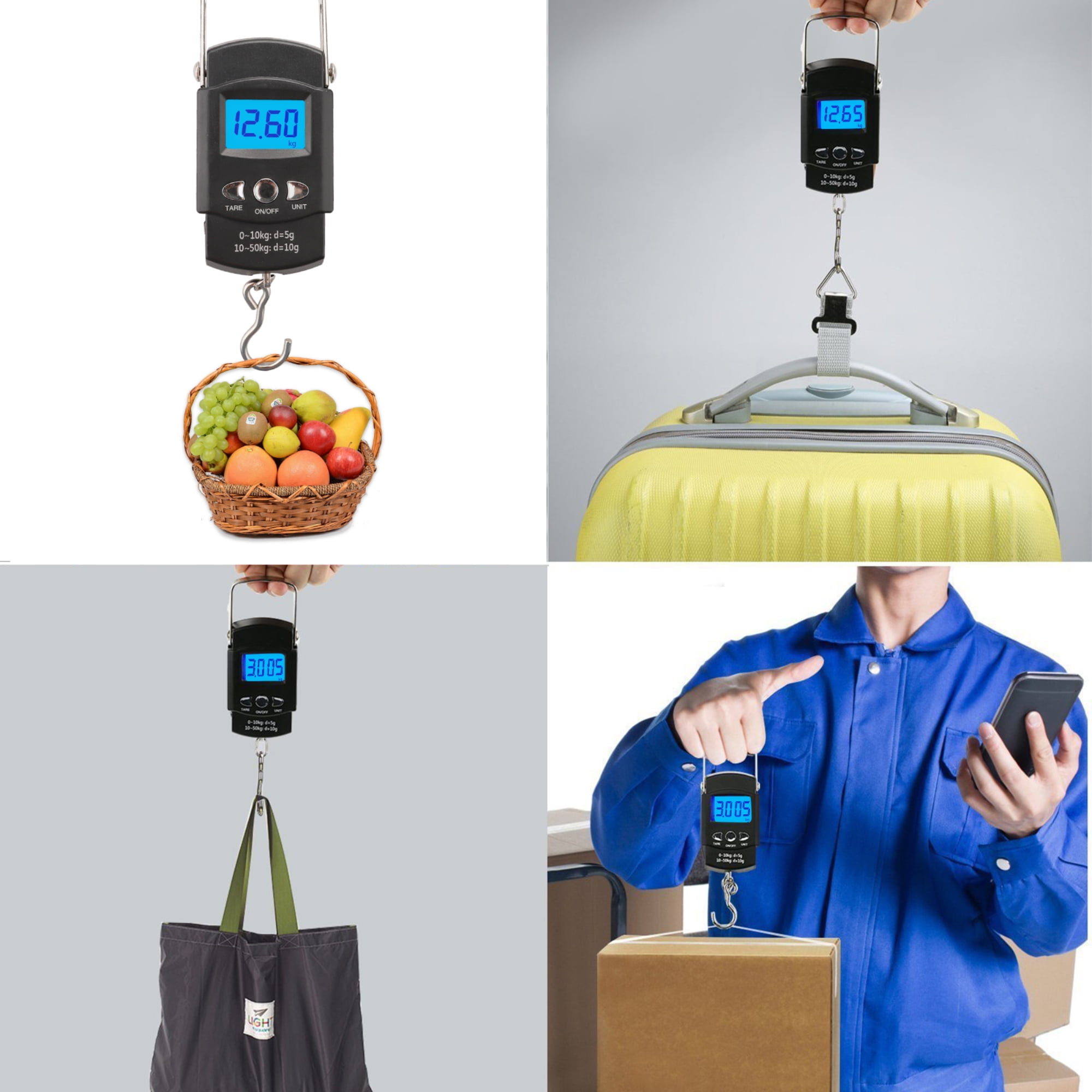 Luggage Weight Scale; Fish Weighing Scales; Digital Handheld Suitcase  Weigher With Hook; 110lb/50kg For Travel; Fishing; Gifts