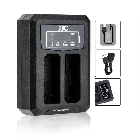 EN-EL14 EN-EL14a Battery Charger Dual Charger Built-in USB Cable, Compatible with Nikon D3500 D3400 D3300 D3200 D3100 D5600 D5500 D5300 D5200 D5100 Coolpix P7000 P7100 P7700 P7800 Cameras