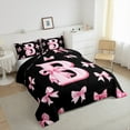 thumbnail image 3 of Castle Fairy Personalized Initial 3pcs King Size Comforter Sets,Dreamy Princess Bedding Comforter Set,Black Pink Super Cozy Bedding Set,Lightweight Kawaii Room Decor,Reversible, 3 of 8