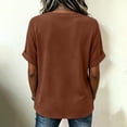 thumbnail image 6 of Women's V-Neck Top Baeitkot Women's Solid Color Casual V-Neck Short Sleeve Top Orange XL, 6 of 7