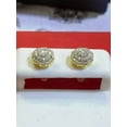 thumbnail image 2 of 2Ct Round Cut Real Moissanite Men's Cluster Stud Earrings 14k Yellow Gold Plated, 2 of 2