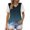 Blue, variant on Women's Short Sleeve Tops V Neck Polka Mesh Sleeve Ruching Loose Tee