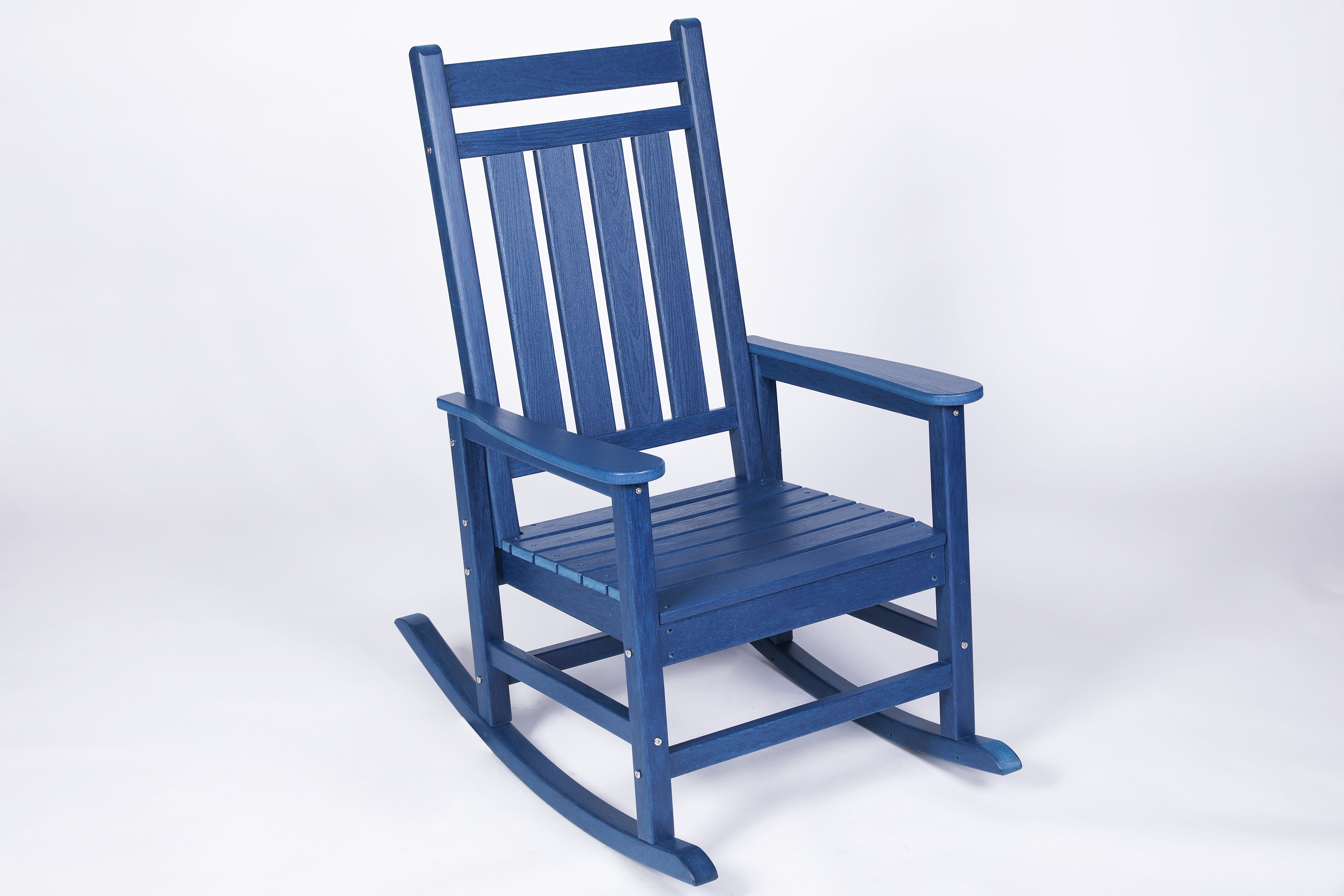 Oversized Adult Rocking Chair, Wood Texture Outdoor Relax Chair for Lawn Garden Backyard Patio Leisure, Navy Blue