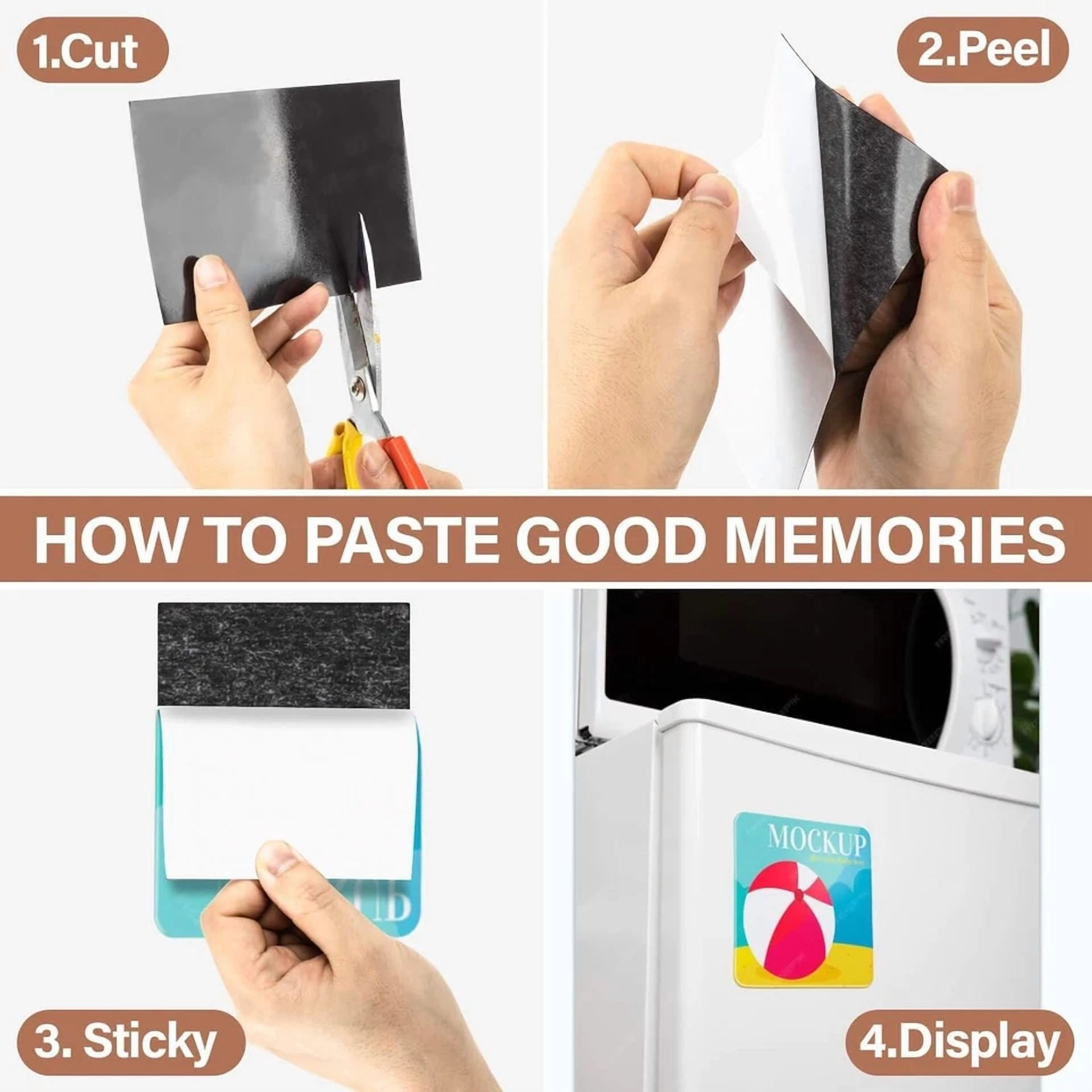 10X Flexible Sticky Magnet Sheets Self-Adhesive Cuttable Magnetic Paper Fridge