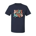 thumbnail image 2 of Wild Bobby Beauty From Ashes Groovy Font With Stars Vintage Men Tee, Navy, X-Large, 2 of 6