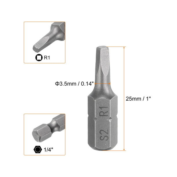 Uxcell 5pcs Square Screwdriver Bit R1 1/4