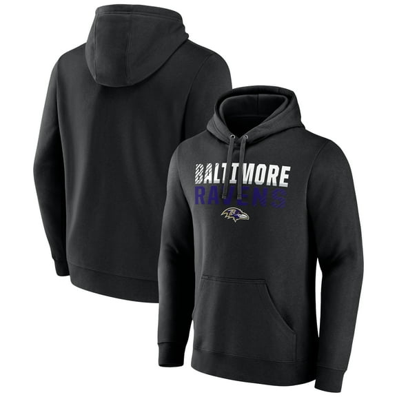 Men's Black Baltimore Ravens Team Fade Out Fitted Pullover Hoodie