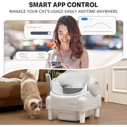 Self Cleaning Litter Box,Open Top Automatic Litter Box with App Control for Multiple Cats, Safety Sensors Protection, Odor Control Includes 2 roll Liners,Large Waste Bin, Cream White