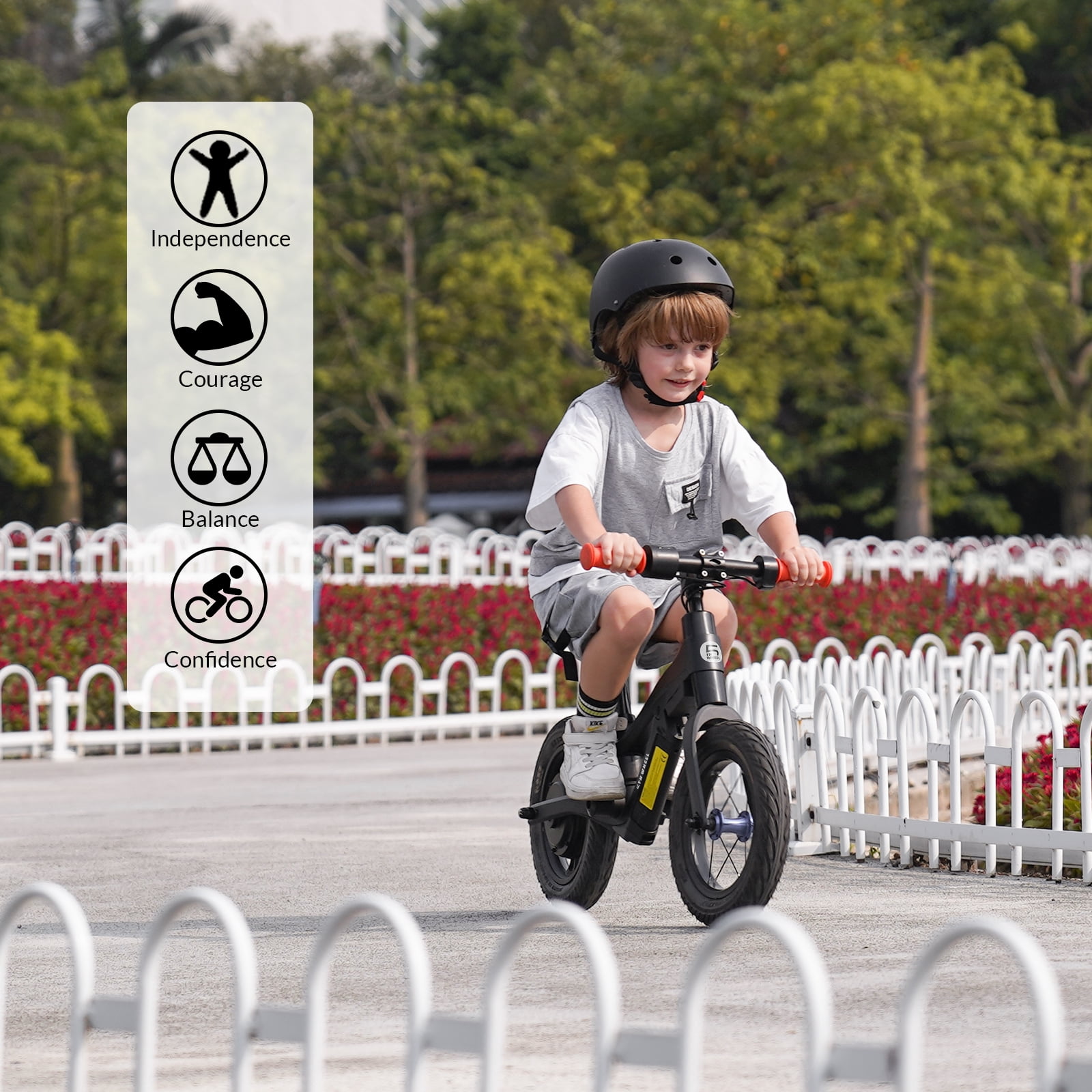 5TH WHEEL KB08 Kids Electric Balance Bike, 250W Motor, 12" Inflatable Tire, 3-Speed Modes, Adjustable Seat, for Ages 3–5 (Black),UL2849