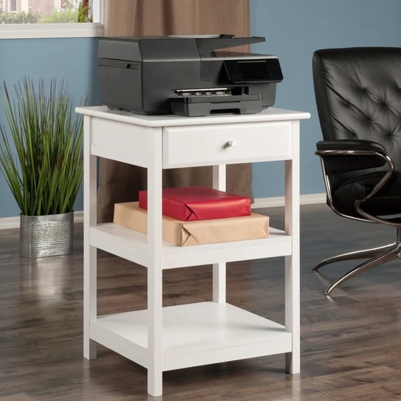 Contemporary Home Living 2-Shelf Wooden Printer Stand - 30" - White