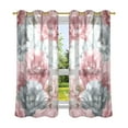 thumbnail image 2 of Pink and Gray Flower Semi Sheer Curtains for Living Room Bedroom Set of 2 Insulated Window Drapes, 2 of 6