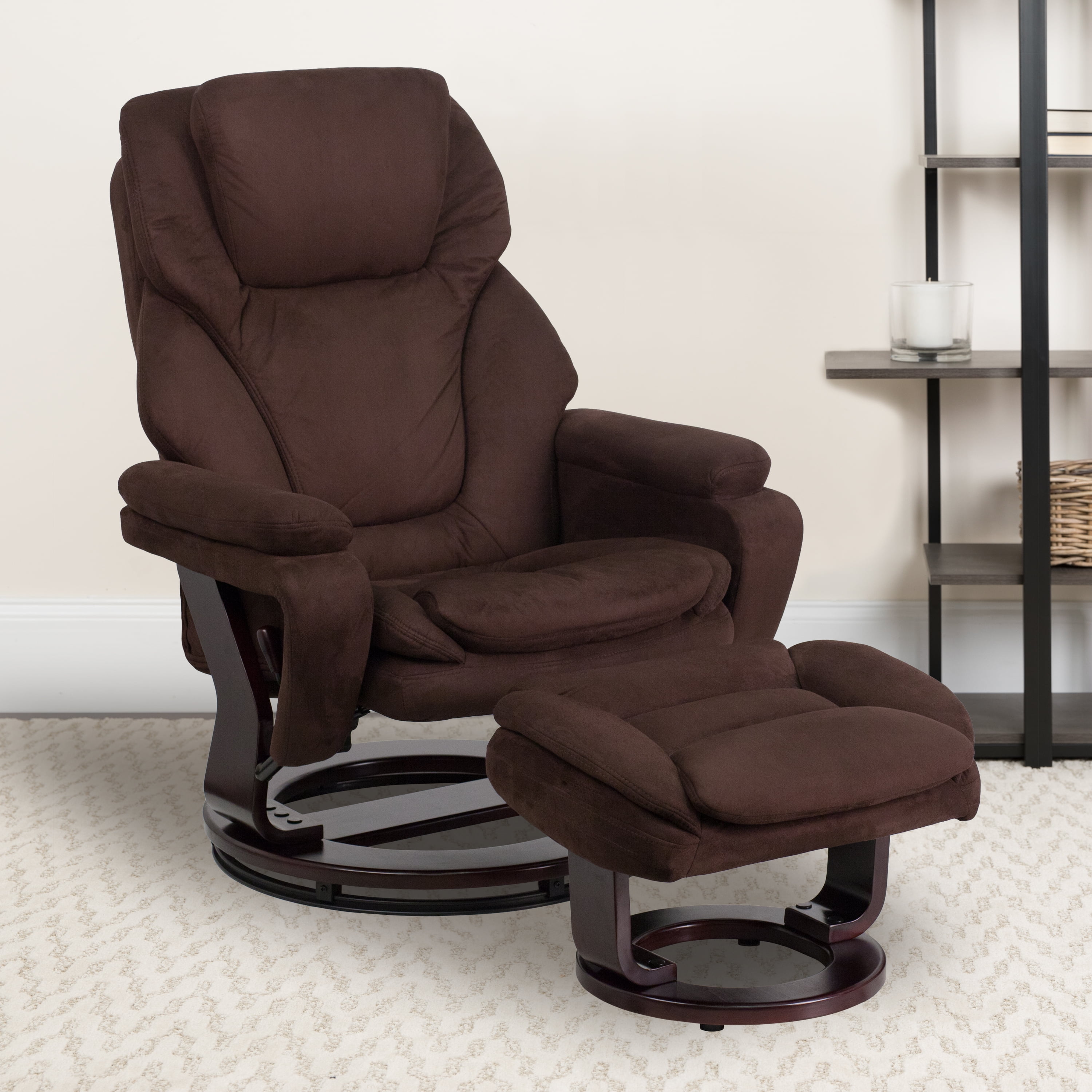 Flash Furniture Contemporary Multi, Modern Leather Recliner With Ottoman