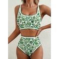 thumbnail image 6 of SHEWIN Women's Bikini Sets Floral Print Whip Stitch 2 Piece Swimsuits High Waisted Scoop Bathing Suits, 6 of 9