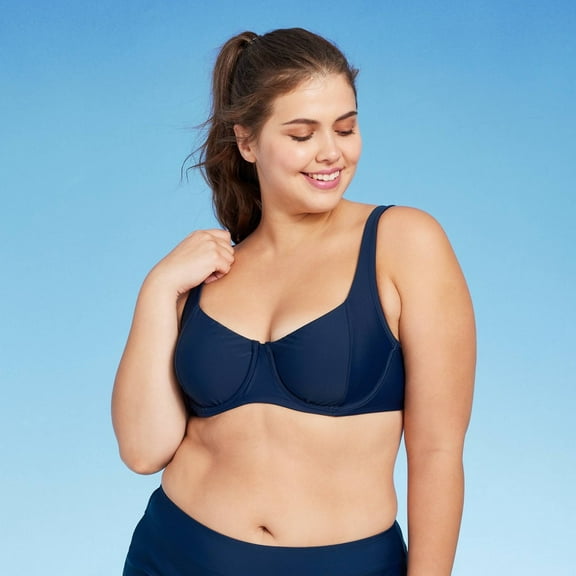Women's Seamed Underwire Bikini Top - Kona Sol‚Ñ¢ Navy Blue L