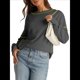 thumbnail image 1 of Sudadera Informal de Cuello Redondo para Mujer, Larga, Talla Grande, , con Costuras en Contraste, para Otoño. Gris Oscuro M, 1 of 8