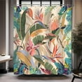 thumbnail image 2 of Tropical Leaf Shower Curtain, Palm Shower Curtain, Colourful Leaves Shower Curtain Set Waterproof Bath Curtain Spring Summer Bathroom Decor with 12 Hooks, 72x72 inches, 2 of 5