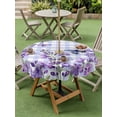 thumbnail image 4 of Outdoor Tablecloths with Umbrella Hole & Zipper, Purple Flowers Round Tablecloth 54 Inch, Butterfly Spring Floral Checkered Farmhouse Waterproof Table Cloth, Patio/Pool/Picnic Table Covers, 4 of 8
