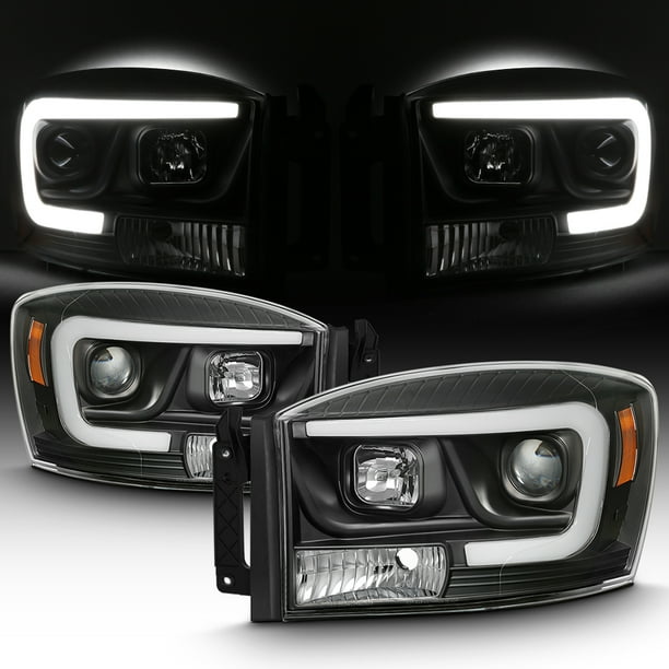Fits 200608 Dodge RAM 3500 2500 1500 Pickup Black DRL LED Projector