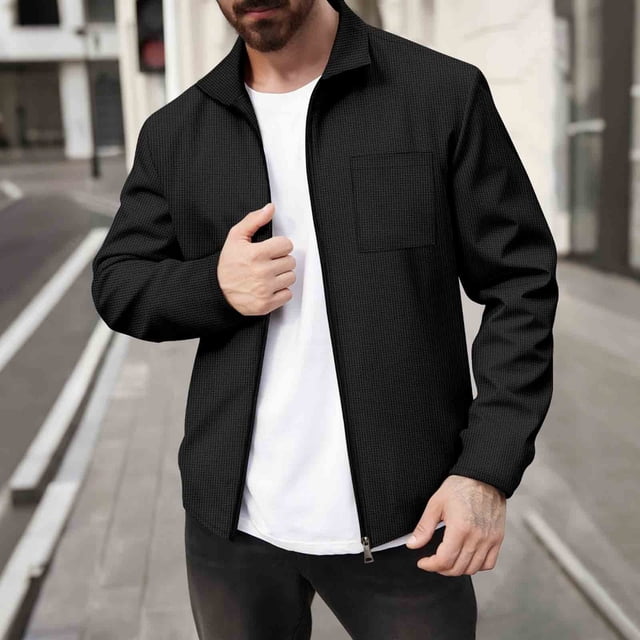 Yusimy Men's Mid-Length Slim Fit Double-Breasted Pure Color Wool Blend Trench Coat Classic Versatile