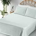 thumbnail image 3 of Ambesonne Floral Fitted & Flat Sheet with Sham 3 Pcs Set, Traditional Damask Meadow, Twin XL, Pale Mint Green, 3 of 5