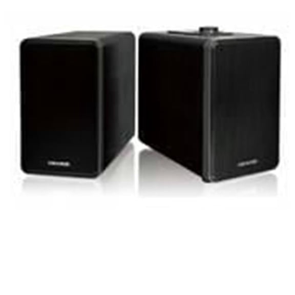 Microlab H21 Bluetooth Wireless 2.0 Two-Way Bookshelf Speaker System w/ USB Charging port and wooden cabinets with leather finishing [Black]