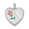 thumbnail image 1 of FB Jewels Sterling Silver Rhodium-plated 24mm Satin, Enameled, D/C Rose Locket, 1 of 3