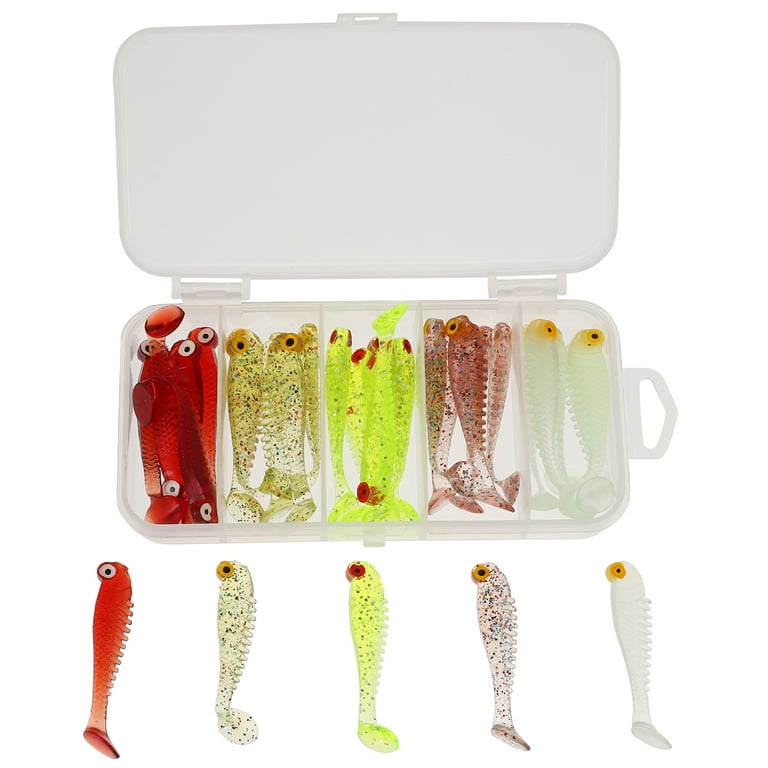Rosarivae 30Pcs Supple Plastic Fishing Lures Vivid Lures for Pike Perch  Trout with Box (Assorted Color) 