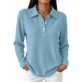 thumbnail image 2 of Waffle Knit Tops for Women Long Sleeve Collared Work Golf Polo Shirt 3XL, 2 of 7