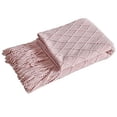 thumbnail image 3 of Fennco Styles Rhombus Diamond Knit Modern Fringe Throw 50" W x 60" L - Pink Geometric Throw Blanket for Sofa, Couch, Living Room, Bedroom Décor, 3 of 3