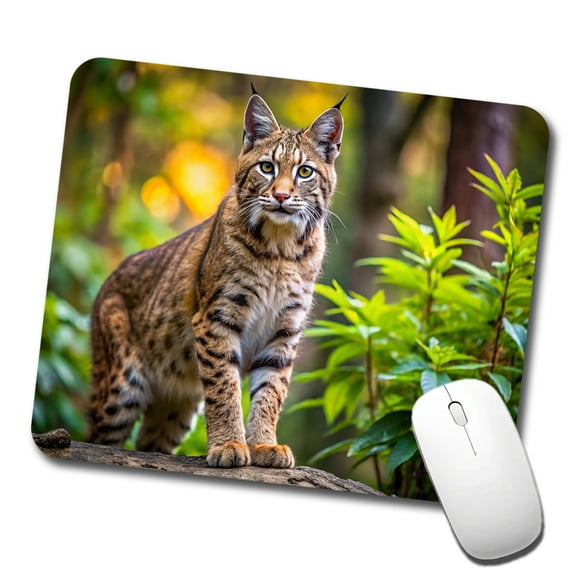 Bobcat In The Forest Mouse Pad Low Profile Gaming Mat