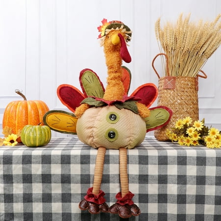 S-DEAL Thanksgiving Day Plush Turkey with Stretchable Neck Fall Harvest Decor (Orange)