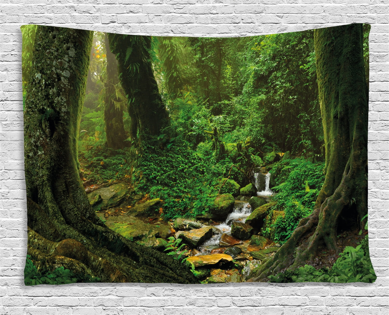 Nature Decor Tapestry, Wonderland Forest Nepal Asian Jungle Rainforests