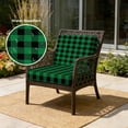 thumbnail image 2 of Outdoor Patio Cushion Covers 4 Pack Green Black Check Plaid Patio Chair Cushion Covers with Ties and Zipper Farmhouse Style Waterproof Outdoor Seat Cushion Covers for Patio Furniture 22"x20", 2 of 9