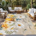 thumbnail image 2 of Daisy Spring Floral Outdoor Rug for Patio/Deck/Porch, Non-Slip Large Area Rug 5 x 8 Ft, Farmhouse Botanical Bees Elegant Indoor Outdoor Rugs Washable Area Rugs, Reversible Camping Rug Carpet Runner, 2 of 8