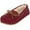 Burgundy, variant on Women House Slippers Faux Furs Indoor Outdoor Moccasin Shoes Fuzzy Fluffy Furry Loafers Warm Flat Shoes Furry Slippers